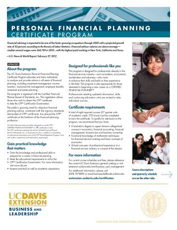 personal financial planning certificate program - UC Davis Extension