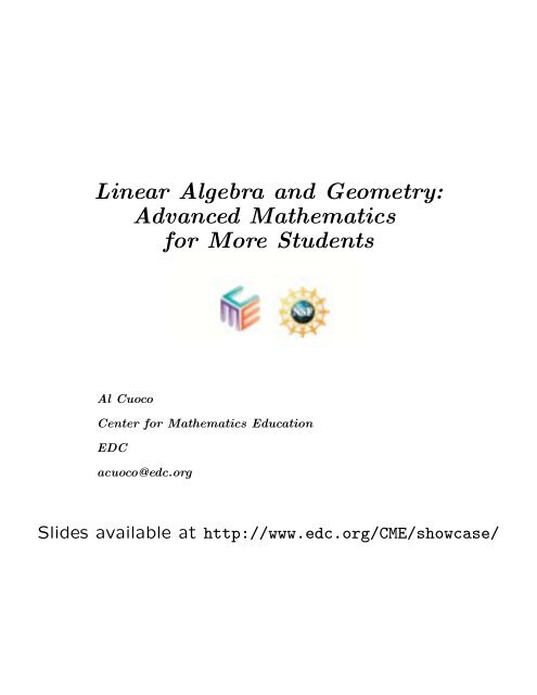 Linear Algebra and Geometry - Education Development Center, Inc.