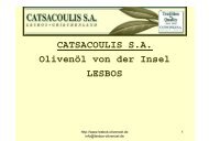 CATSACOULIS S.A. Olivenöl von der Insel LESBOS