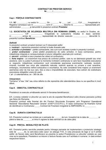 Model contract prestari servicii - Societatea de Scleroza Multipla din ...