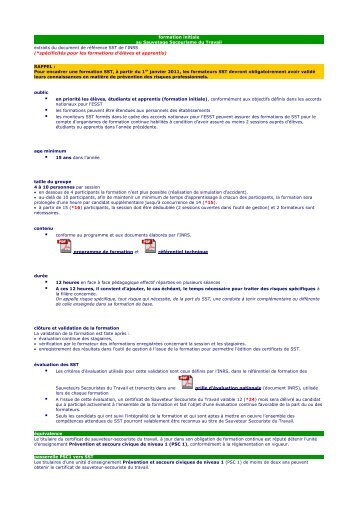 Formation initiale SST - CNR - SM