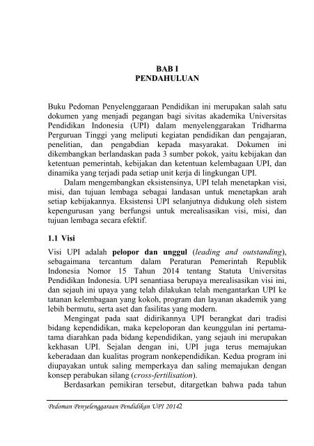 Buku Pedoman Penyelenggaraan Pendidikan UPI Tahun 2014