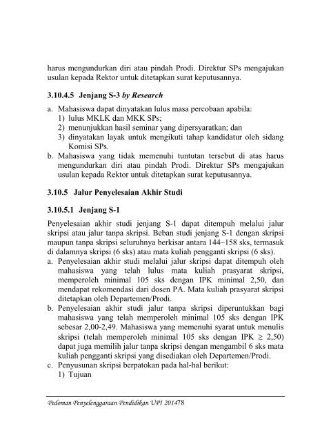 Buku Pedoman Penyelenggaraan Pendidikan UPI Tahun 2014