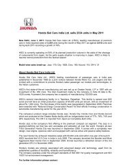 Honda Siel Cars India Ltd. sells 2334 units in May 2011