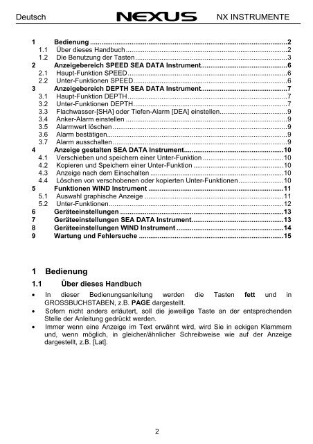 Bedienungsanleitung - Nexus Marine