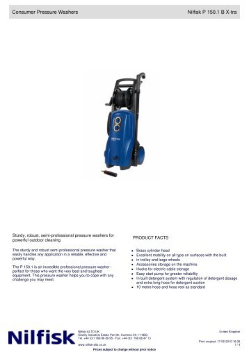 Consumer Pressure Washers Nilfisk P 150.1 B X-tra - Blast Clean