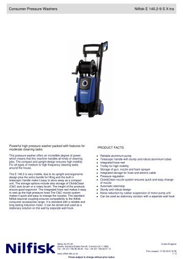 Consumer Pressure Washers Nilfisk E 140.2-9 S X-tra - Blast Clean