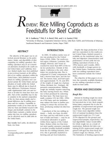 REVIEW: Rice Milling Coproducts as Feedstuffs for Beef Cattle - The ...