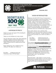 4-h folks in focus your 4-h newsletter - Yellowstone County