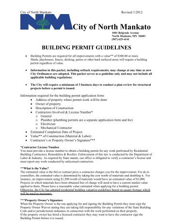 building permit guidelines - City of North Mankato