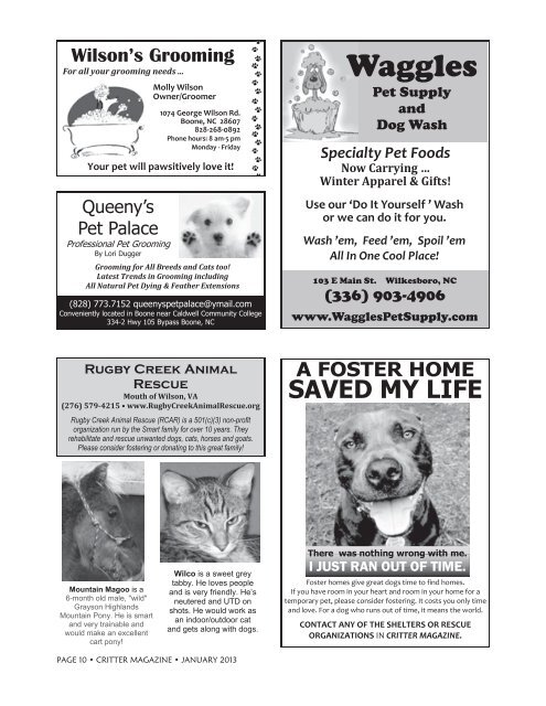 FREE â TAKE ONE - Critter Magazine