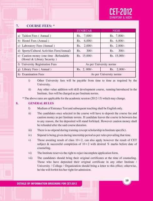 information brochure cum application form - National Institute of ...