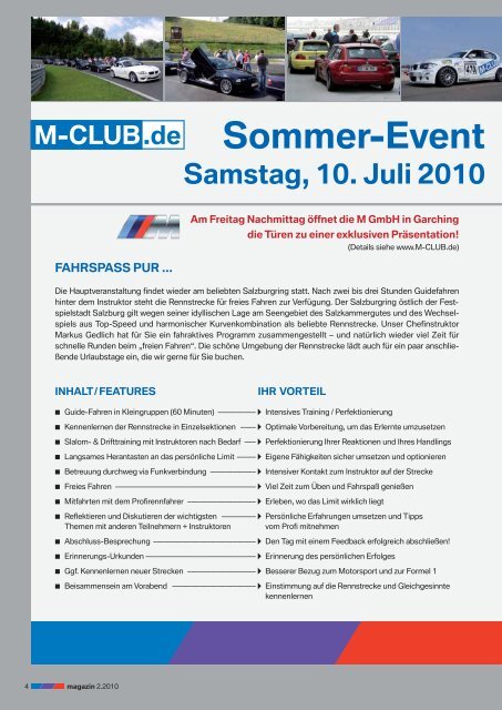 Magazin - BMW M Drivers Club eV