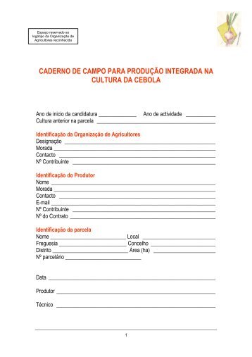 Caderno de Campo Cebola - Embrapa