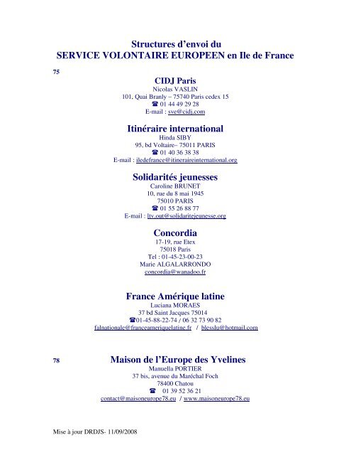 Structures d'envoi du SERVICE VOLONTAIRE EUROPEEN en Ile de ...