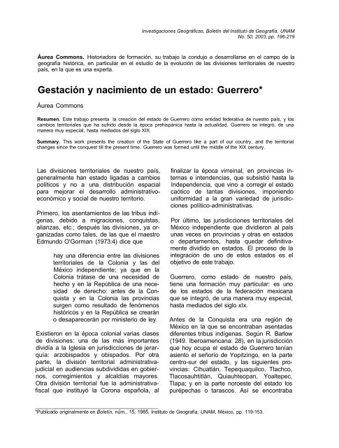 GestaciÃ³n y nacimiento de un estado: Guerrero* - Instituto de ...