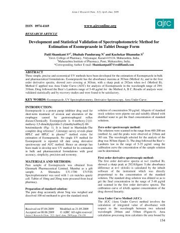 Development and Statistical Validation of Spectrophotometric ...