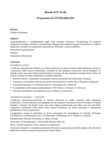 Biennio Contrabbasso Programma - Conservatorio di Verona