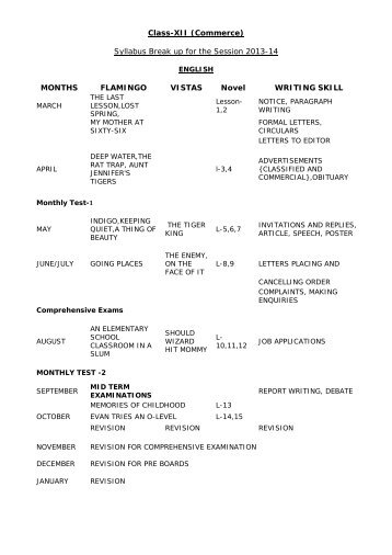 Class-XII (Commerce) Syllabus Break up for the Session 2013-14 ...