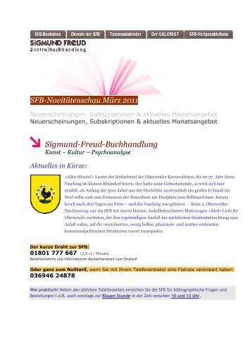 SFB-NovitÃƒÂ¤tenschau MÃƒÂ¤rz 2011 - Sigmund-Freud-Buchhandlung