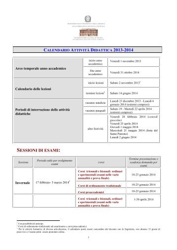 calendario accademico 2013/14 - Conservatorio di Verona