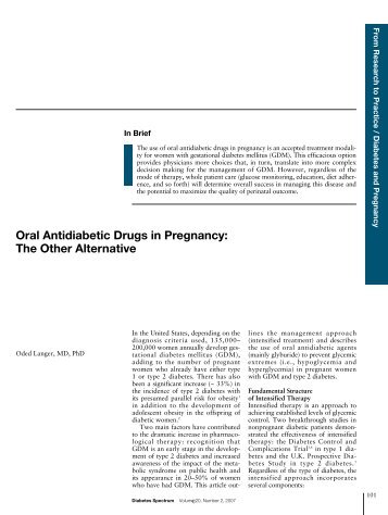 Oral Antidiabetic Drugs in Pregnancy: The Other Alternative