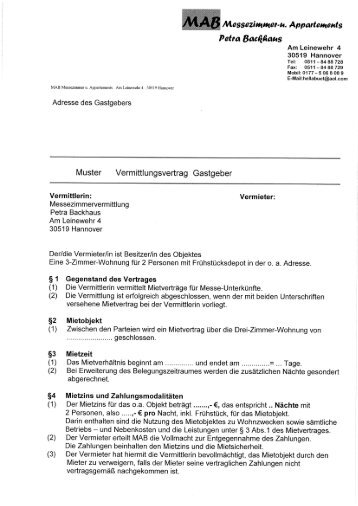 VERMITTLUNGSVERTRAG MUSTER DOWNLOADEN