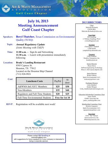 February Meeting Notice - Air & Waste Management Gulf Coast ...