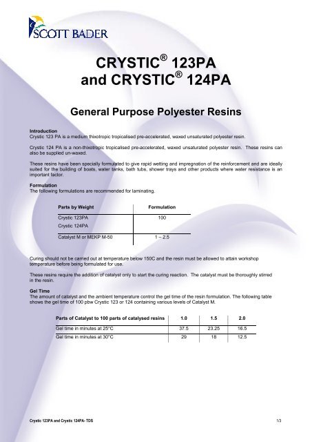 CRYSTIC 123PA and CRYSTIC 124PA - Scott Bader