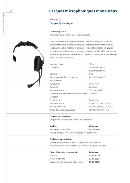 Casques microphoniques - HOLMCO