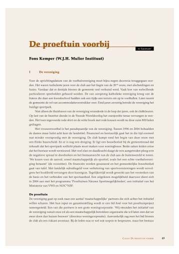 Sportverenigingen als maatschappelijke ... - Mulier Instituut