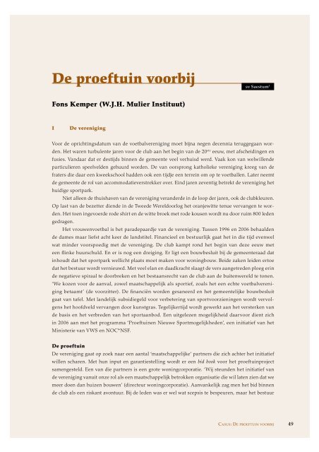 Sportverenigingen als maatschappelijke ... - Mulier Instituut