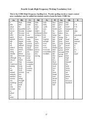 Fourth Grade High Frequency Writing Vocabulary List