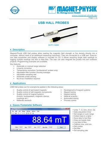 HU USB Hall Probes 2182 - MAGNET-PHYSIK Dr. Steingroever GmbH