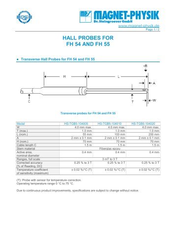 HS Hall Probes for FH 54 and FH 55 2184 - MAGNET-PHYSIK Dr ...