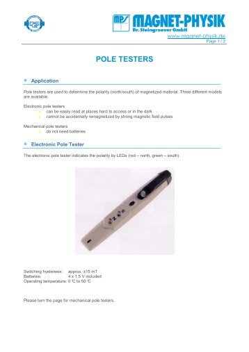 Electronic Pole Tester - MAGNET-PHYSIK Dr. Steingroever GmbH