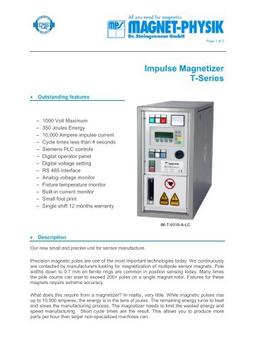 Impulse Magnetizer T-Series - MAGNET-PHYSIK Dr. Steingroever ...