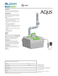 Sloan AQUS Greywater System Specification Sheet