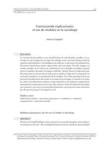 construyendo explicaciones: el uso de modelos en la sociología