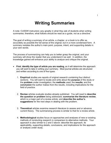 how to write a good summary for a resume