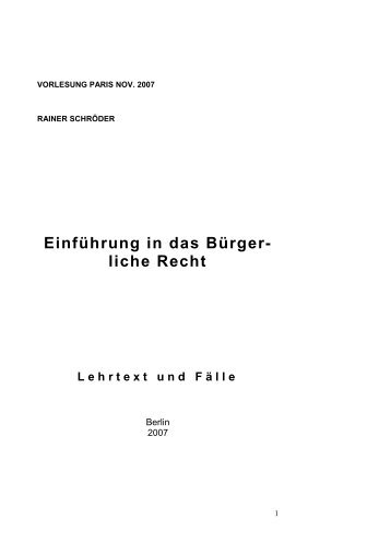 Einführung ins Bügerliche Recht - November 2007