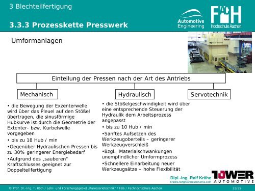 3.3 Blechumformung und Schneiden - Karosserietechnik FH Aachen