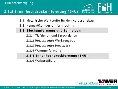 3.3 Blechumformung und Schneiden - Karosserietechnik FH Aachen