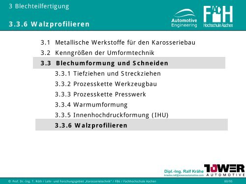 3.3 Blechumformung und Schneiden - Karosserietechnik FH Aachen