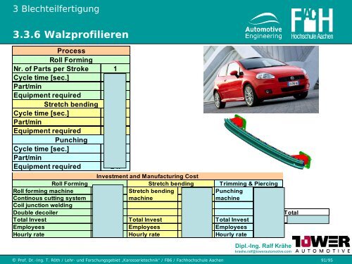 3.3 Blechumformung und Schneiden - Karosserietechnik FH Aachen