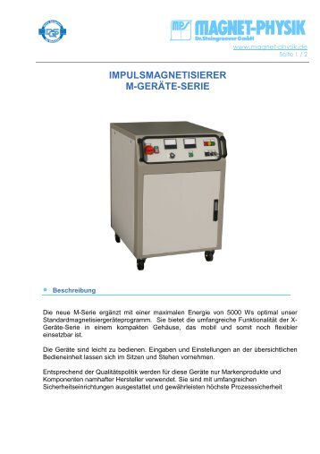 IMPULSMAGNETISIERER M-GERÄTE-SERIE - MAGNET-PHYSIK ...