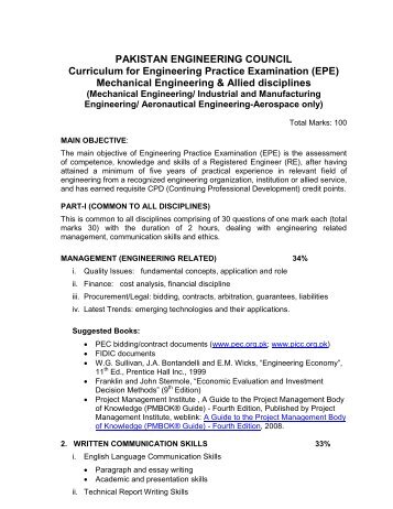 Curriculum of Mechanical Engg & Allied Disciplines - Pakistan ...