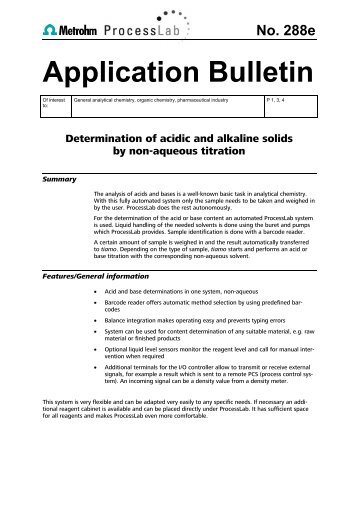 No. 288e Application Bulletin - Metrohm