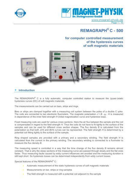 Remagraph C e 2096 - MAGNET-PHYSIK Dr. Steingroever GmbH