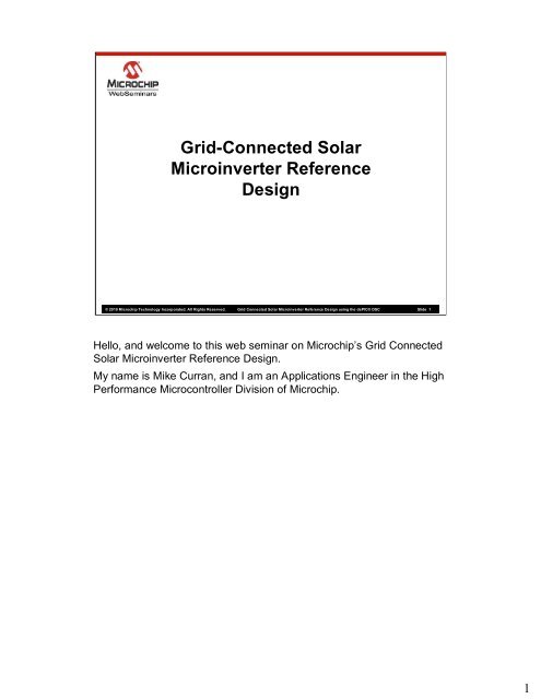 Microchip Inverter Reference Design Grid-Connected Solar Microinverter Reference Design ... - Microchip